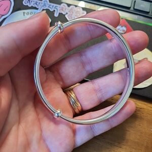 Solid 999.9 Sterling Silver Textured Bangle Bracelet